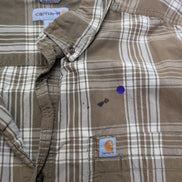 Chemise Carhartt Relaxed Fit 2XL Carreaux Kaki Manches courtes Poche Stylo