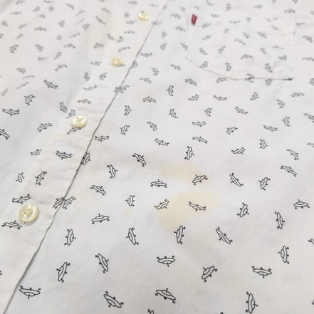 Chemise Levi's XL Blanche UFO OVNI Motif Coton Poche Manches Courtes
