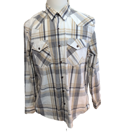 Chemise Wrangler Western Stretch Manches Longues à Carreaux avec Poches Taille L