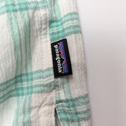 Chemise Patagonia manche courte XL Blanc Vert Carreaux Coton Bio