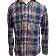 Chemise Polo Ralph Lauren Shirt S Slim Fit Carreaux Bleu Violet Sans Logo