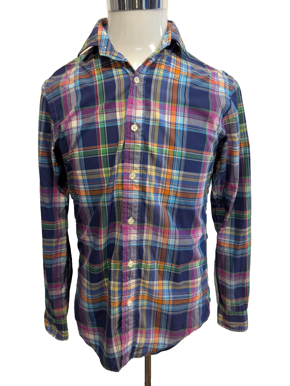 Chemise Polo Ralph Lauren Shirt S Slim Fit Carreaux Bleu Violet Sans Logo