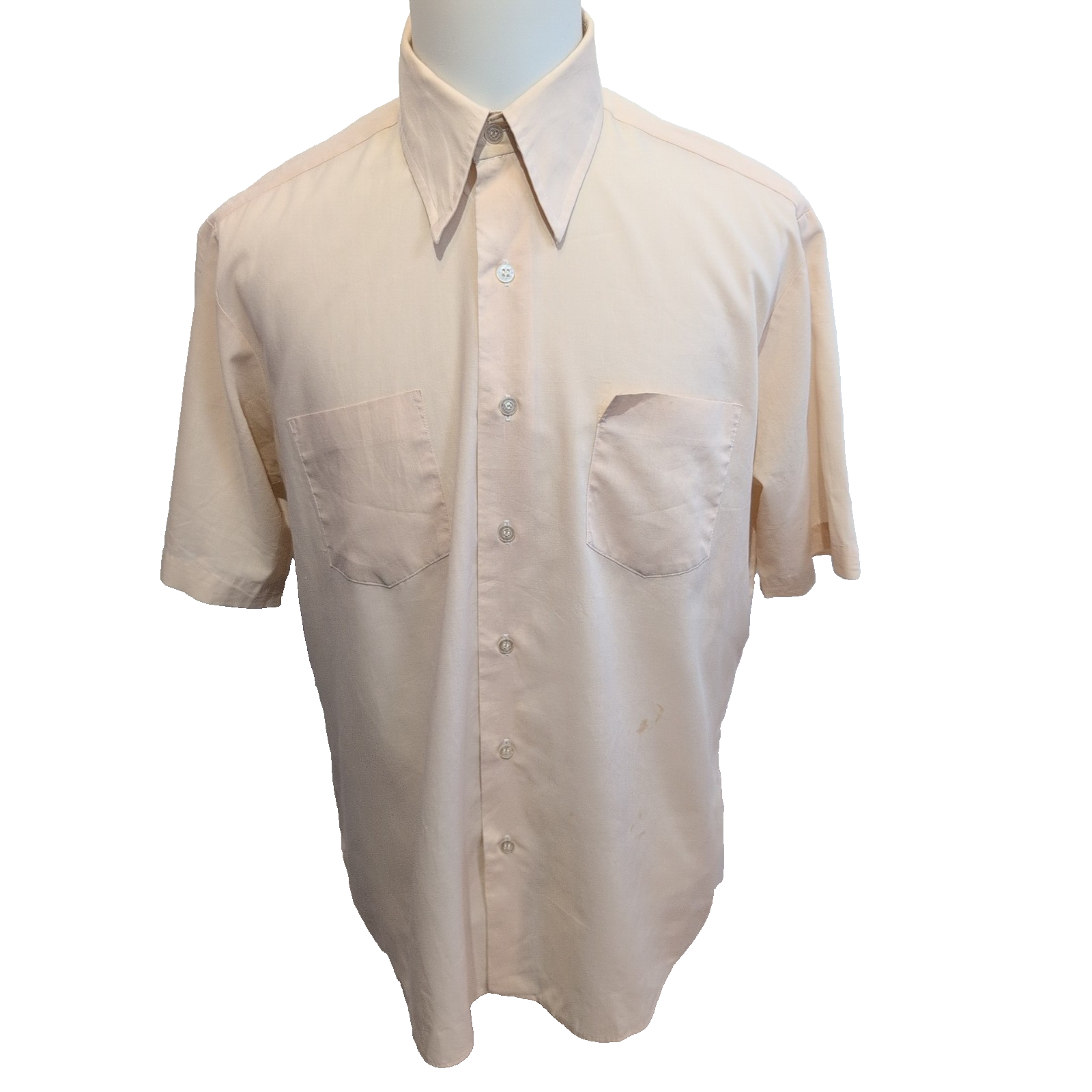 Chemise Montgomery Ward beige avec 2 poches manches courtes vintage taille L/XL