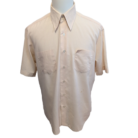 Chemise Montgomery Ward beige avec 2 poches manches courtes vintage taille L/XL