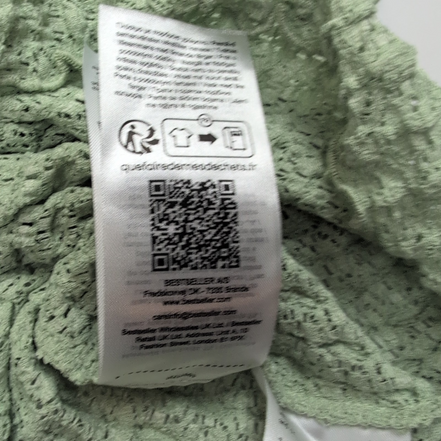 Haut Femme AWARE Vero Moda M Vert Gaufré Extensible Manches Courtes Neuf