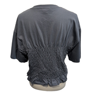 Haut Femme MONKI Taille XXL Bleu Gris Graphique 08 Taille Smockée Coton