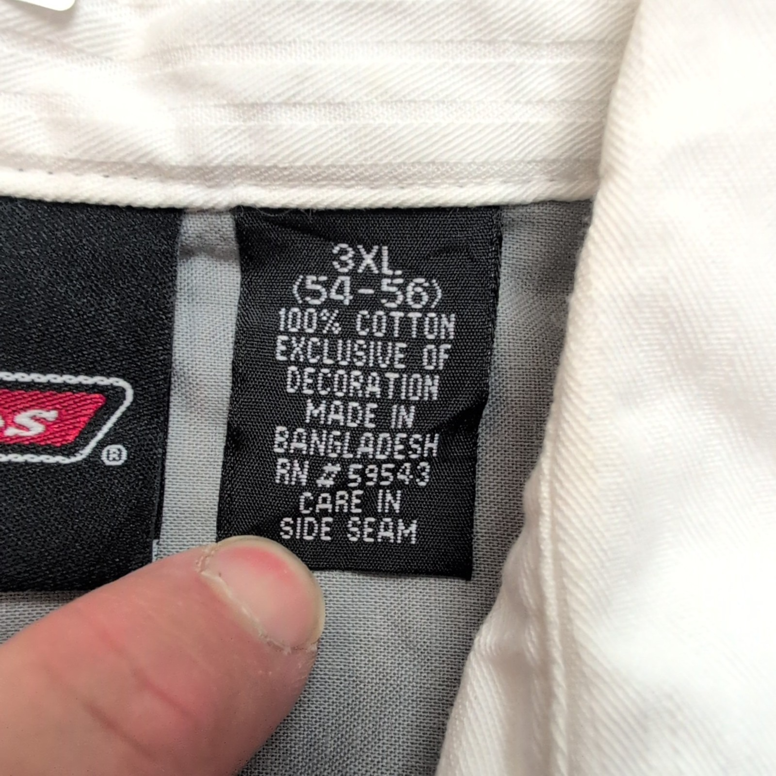 Chemise Dickies 3XL Blanche Rayures Gaufrées 100% Coton Manches Courtes