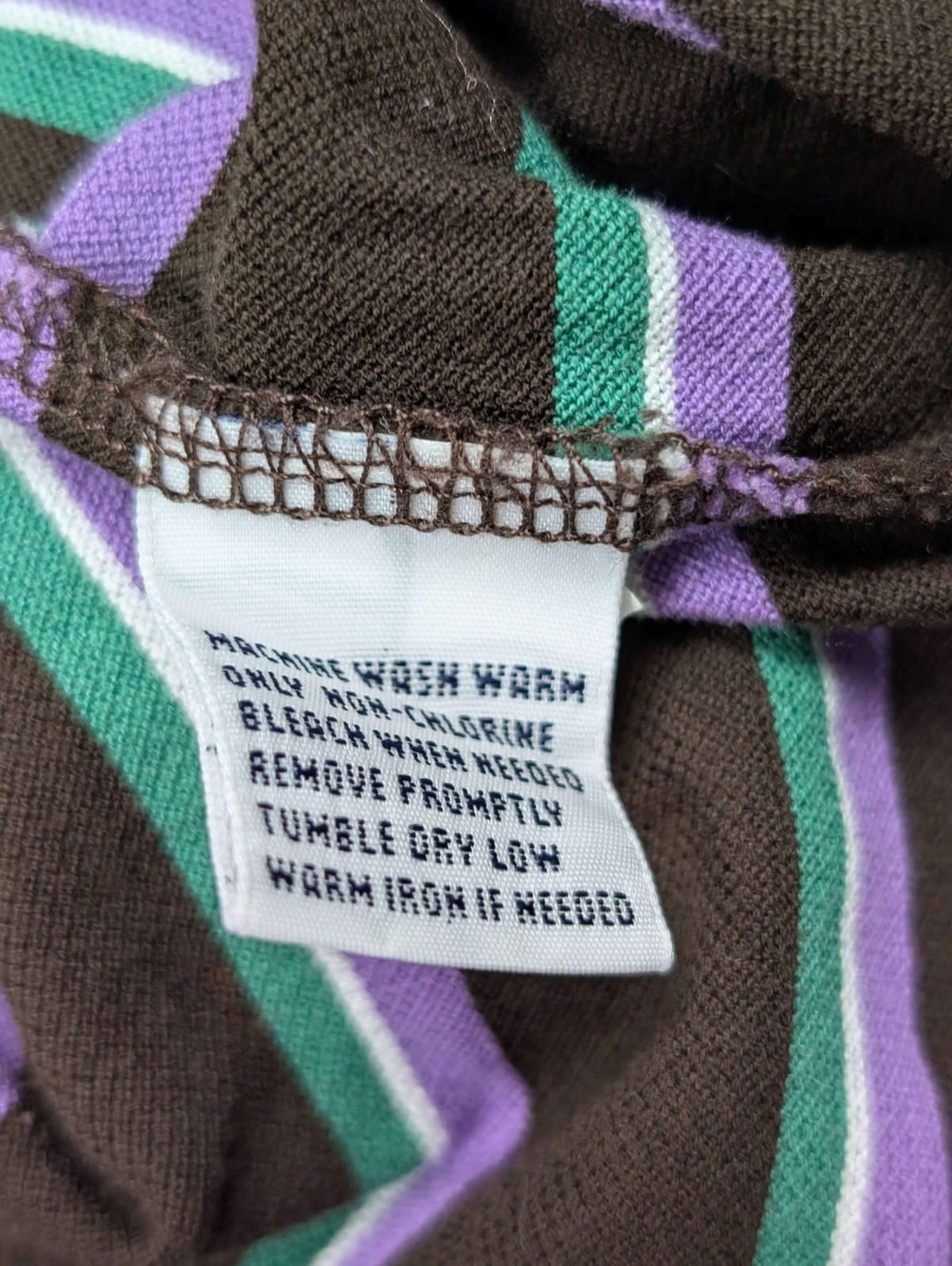 Polo manches courtes Polo Ralph Lauren L marron rayures vert mauve logo bleu