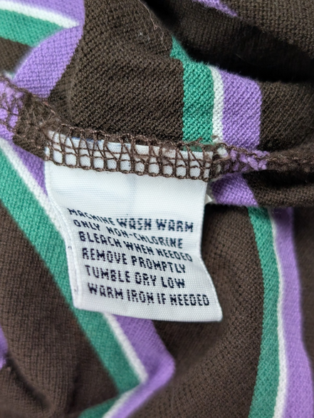 Polo manches courtes Polo Ralph Lauren L marron rayures vert mauve logo bleu