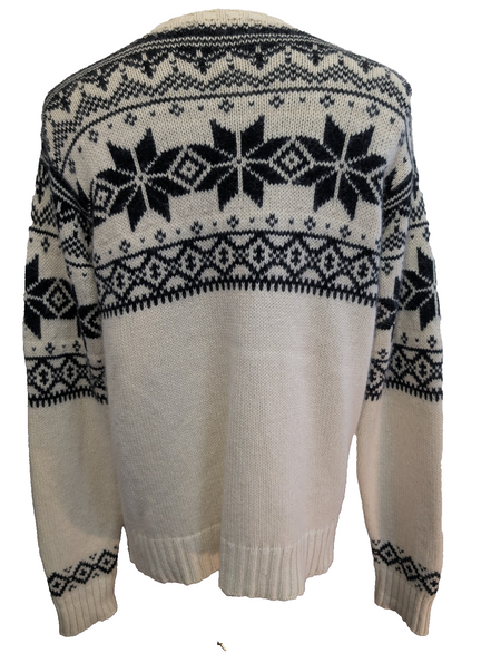 Pull POLO RALPH LAUREN Flocon Neige Taille L Blanc Noir Cachemire Angora Luxe
