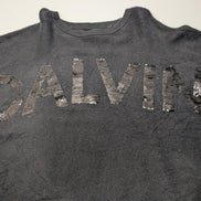 Pull Calvin Klein Jeans femme XS S noir paillettes manches chauve-souris