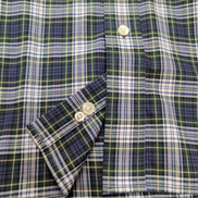 Chemise LL Bean L Bleu Vert Carreaux Wrinkle Free Coton Poche USA longues mch