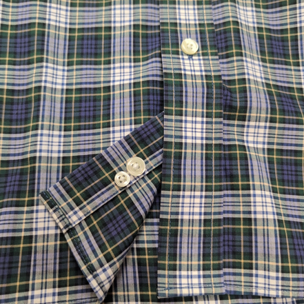 Chemise LL Bean L Bleu Vert Carreaux Wrinkle Free Coton Poche USA longues mch