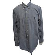 Chemise Ralph Lauren XL Classic Fit Bleue Carreaux Coton Made in Hong Kong