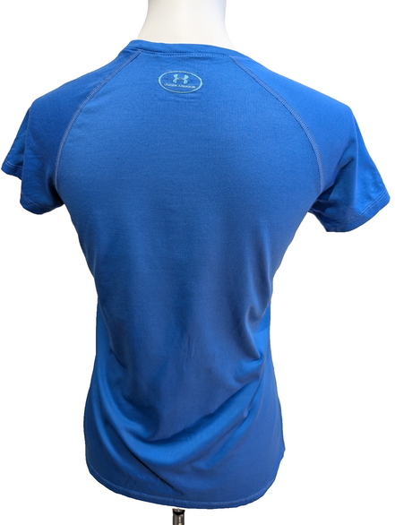 T-shirt de Sport Under Armour HeatGear Bleu Grand Logo Femme Taille S/M