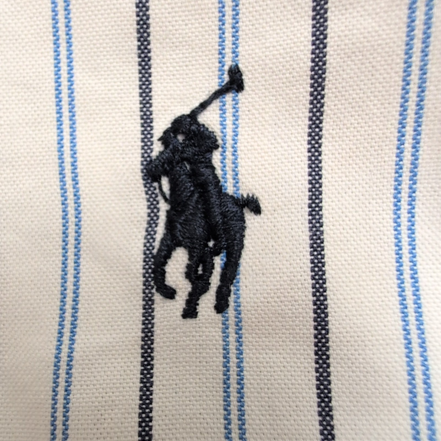 Chemise Ralph Lauren XL Custom Fit Bleu Blanc Rayures Shirt Button Down Coton
