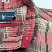 Chemise Ralph Lauren Flanelle Classic Fit L carreaux rouge vert manches longues