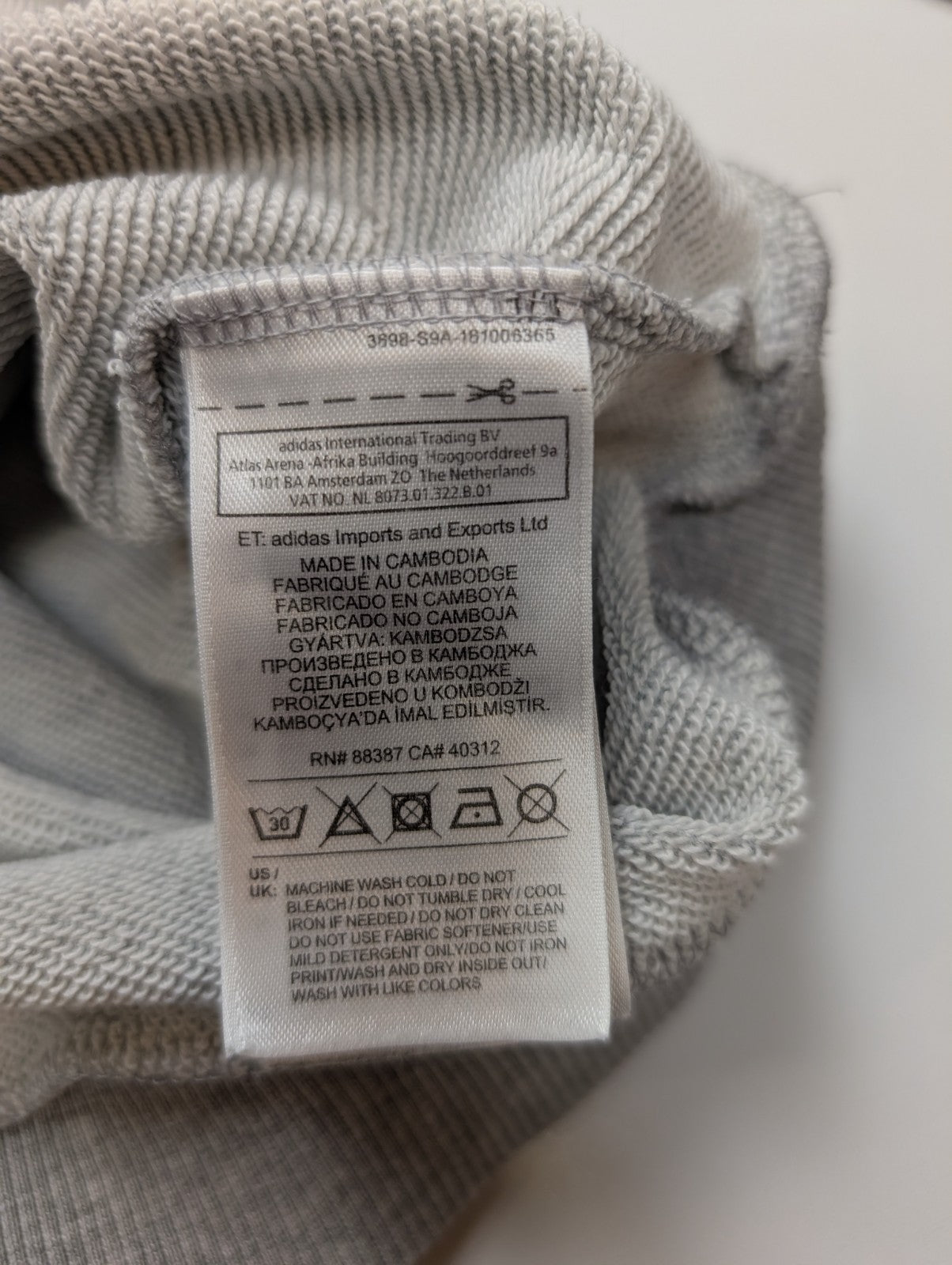 ➜ Sweat à Capuche Adidas Vintage - Grand Logo Brodé - Gris - Taille 40 (M/L)