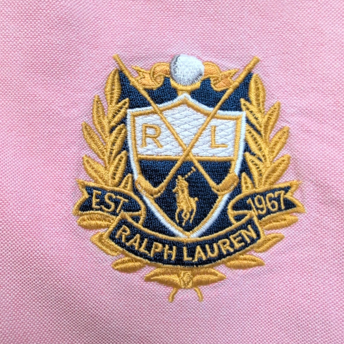 Chemise Ralph Lauren Sport Femme 14 Rose Oxford Logo Doré Cintrée
