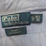 Chemise Polo Ralph Lauren Shirt M/L Regent Custom Fit Bleu Rayé Classique