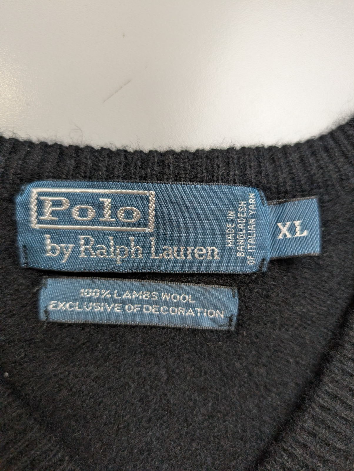 Pull Polo Ralph Lauren Noir Logo Violet - 100% Laine d'Agneau - T. XL (ajusté)