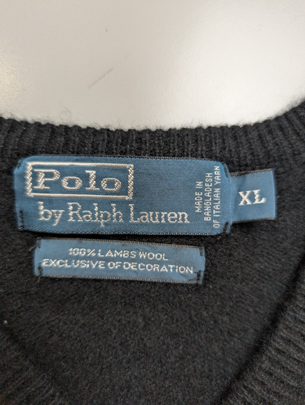 Pull Polo Ralph Lauren Noir Logo Violet - 100% Laine d'Agneau - T. XL (ajusté)