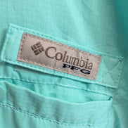 Chemise Columbia PFG nylon verte unie manches courtes homme taille L