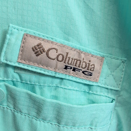 Chemise Columbia PFG nylon verte unie manches courtes homme taille L