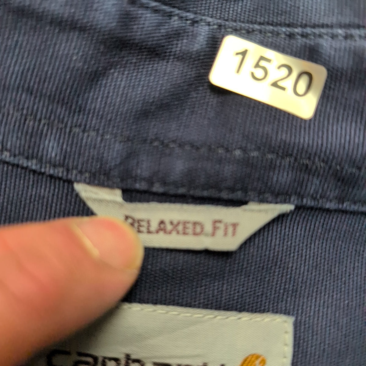 Chemise Carhartt 2XL Tall Relaxed Fit Bleu Marine 2 Poches Zip manches courtes