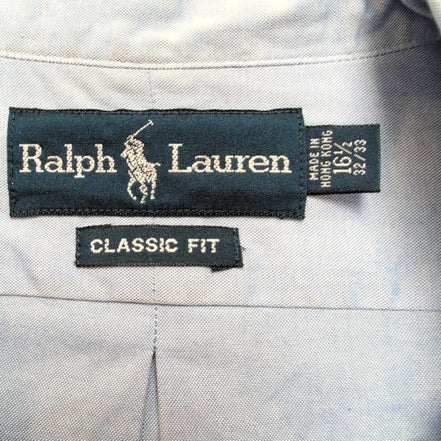 Chemise Ralph Lauren Classic Fit L XL Bleu Clair Coton Made in Hong Kong