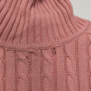 Pull L.L.Bean Femme L Rose Poudré Col Roulé Torsadé 100% Coton