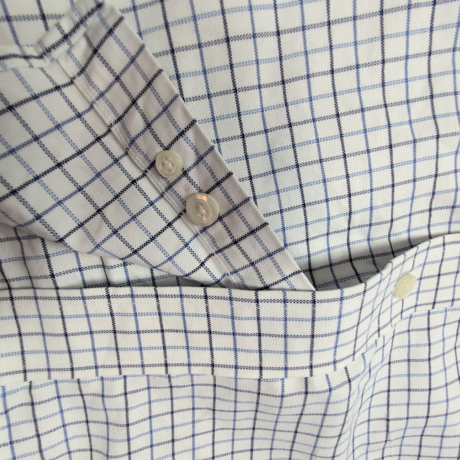 Chemise L.L. Bean blanche à carreaux bleus et noir taille XXL #121e
