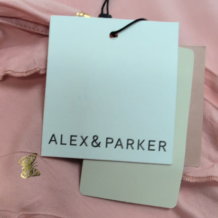 Haut Femme Alex & Parker Taille L Rose Saumon Papillons Dorés Cache-Cœur Neuf