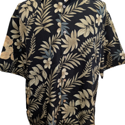 Chemise Hawaïenne MHD Polyester Noir & Marron Clair Motifs Fleurs - Taille L