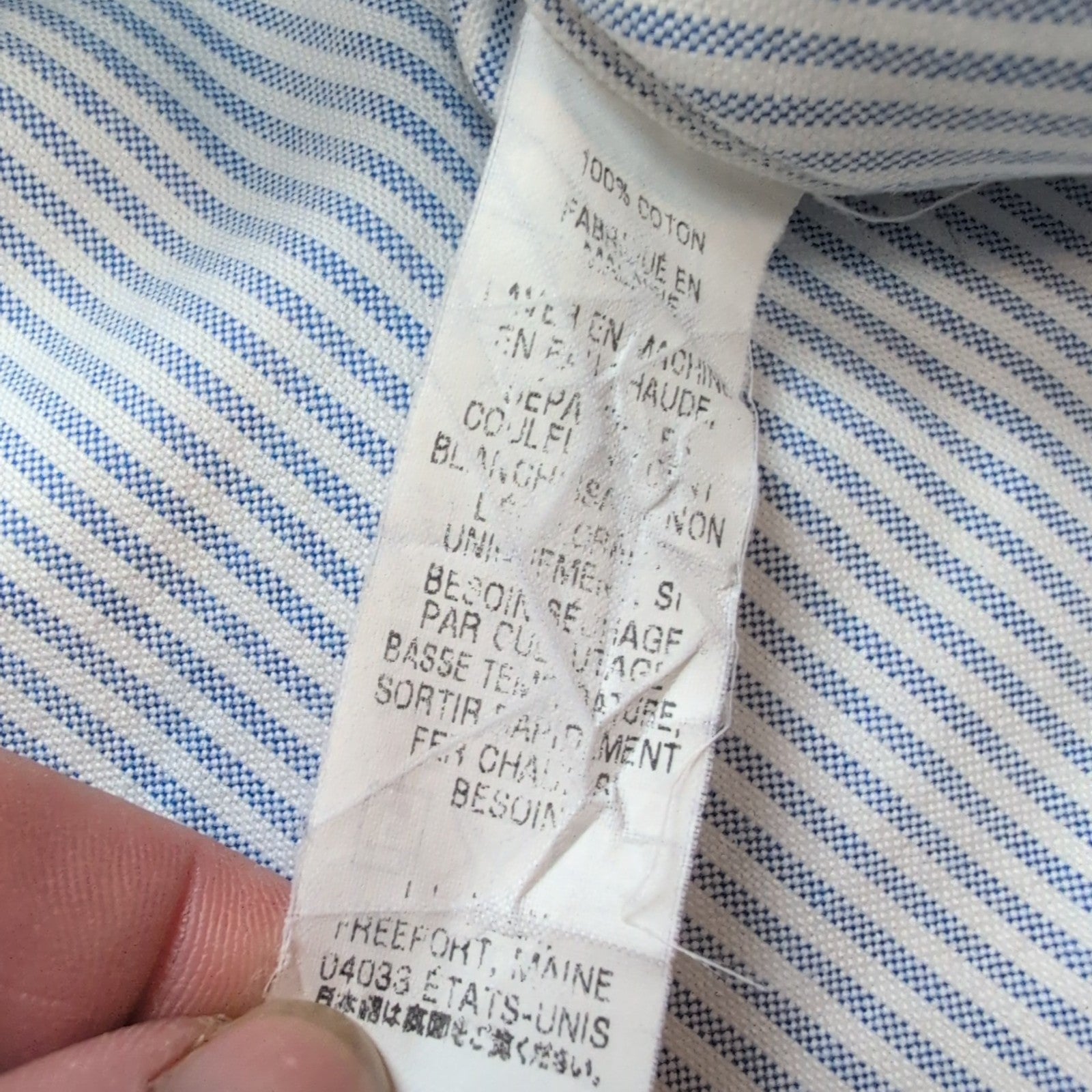Chemise L.L. Bean Bleu à Rayures Wrinkle Resistant 1 Poche - Taille L