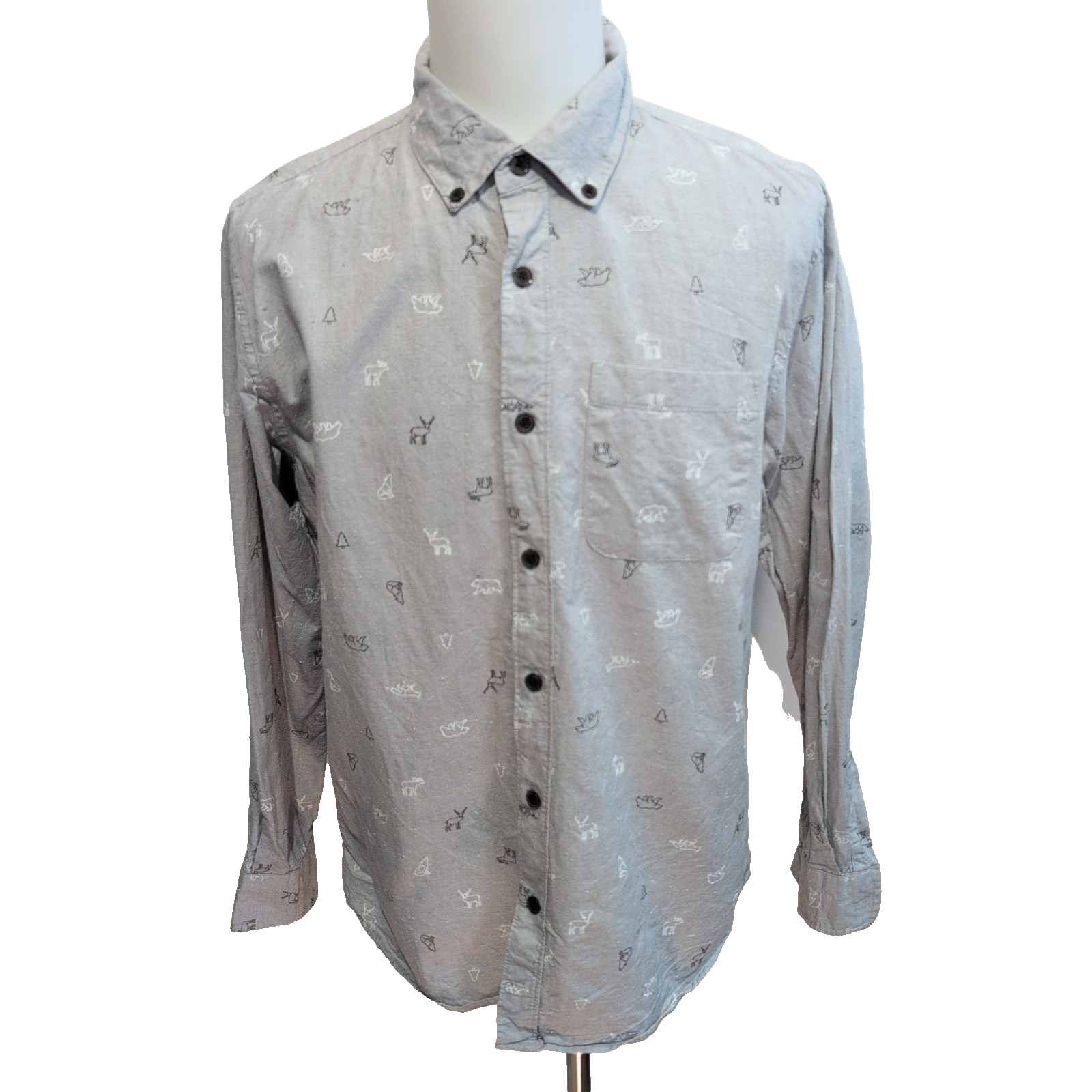 Chemise Mountain Ridge M animaux élan ours renard sapins coton manches longues