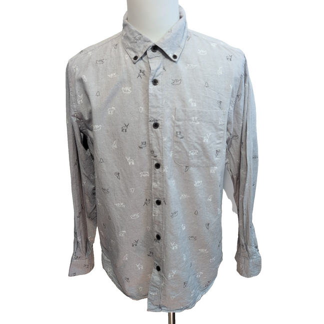 Chemise Mountain Ridge M animaux élan ours renard sapins coton manches longues
