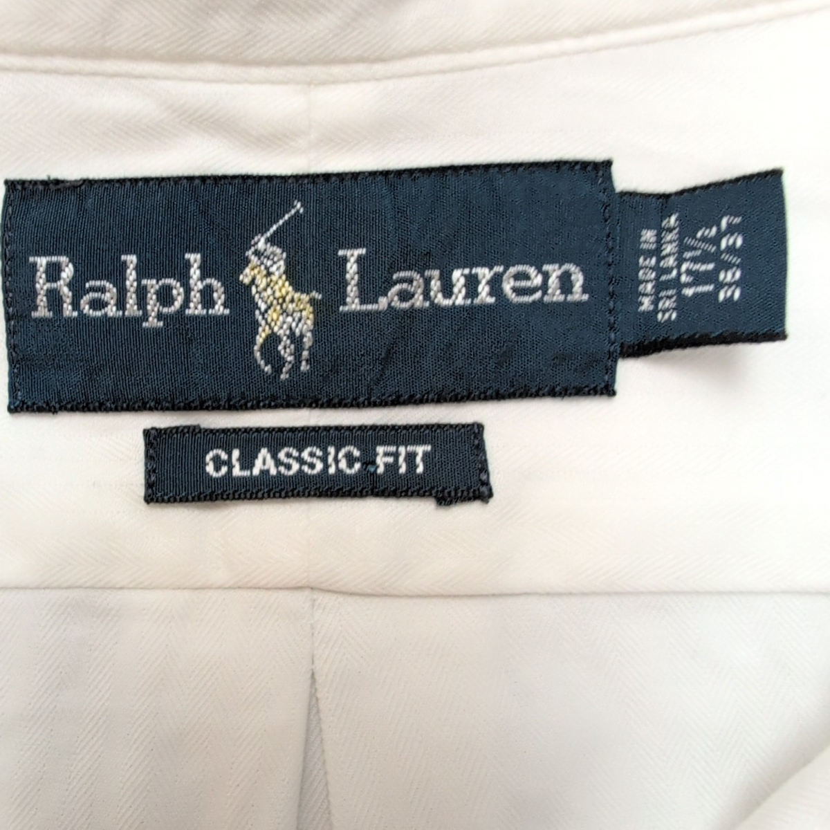 Chemise Ralph Lauren Classic Fit XL XXL Blanc Uni Logo Bleu manches longues
