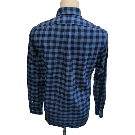 Chemise Ralph Lauren S Flanelle Bleue Carreaux Logo Bleu Manches Longues