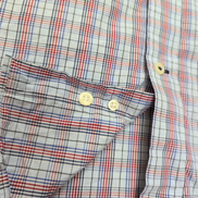 Chemise Nautica Taille L Bleue Rouge à Carreaux 100% Coton Manches Longues