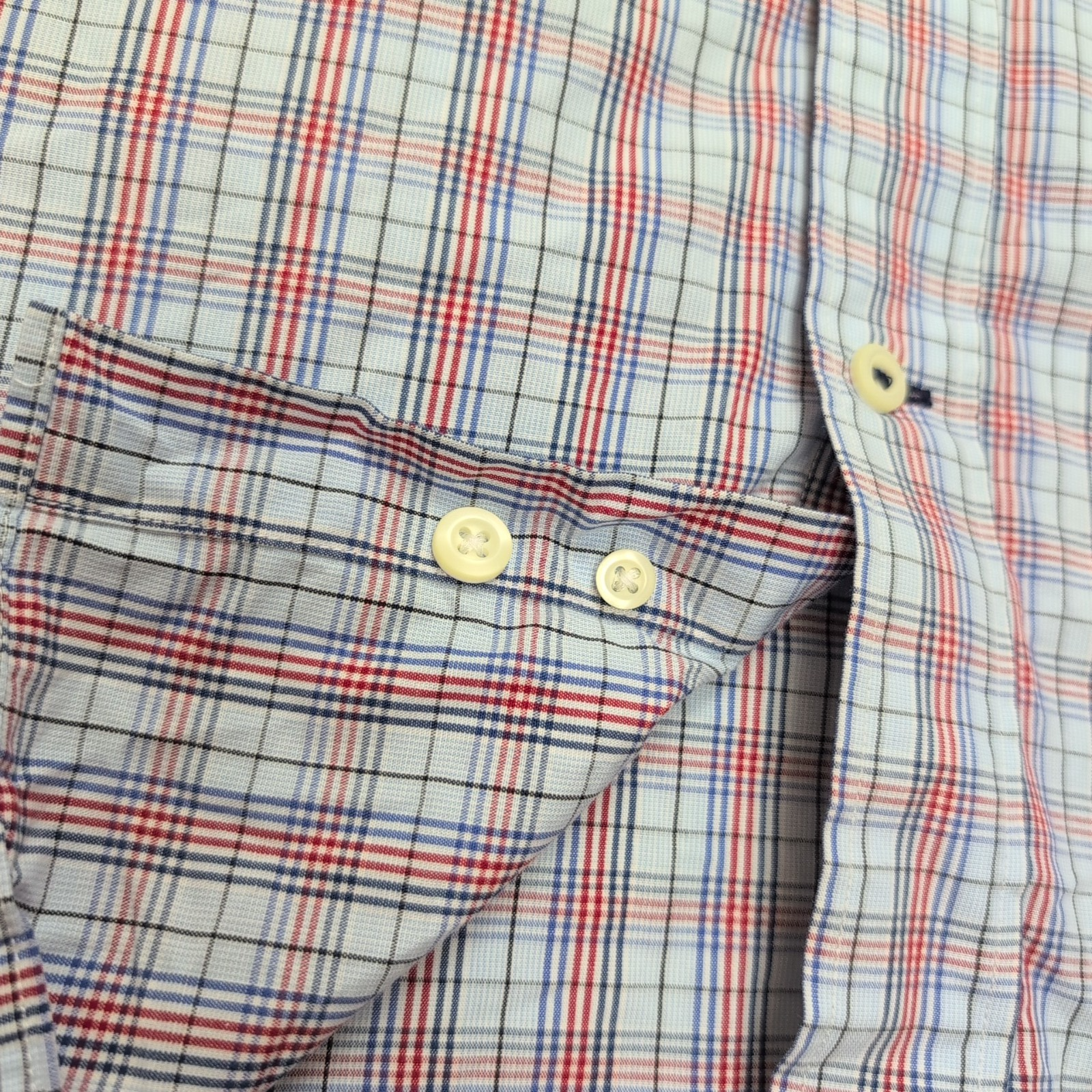Chemise Nautica Taille L Bleue Rouge à Carreaux 100% Coton Manches Longues