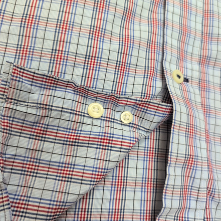 Chemise Nautica Taille L Bleue Rouge à Carreaux 100% Coton Manches Longues