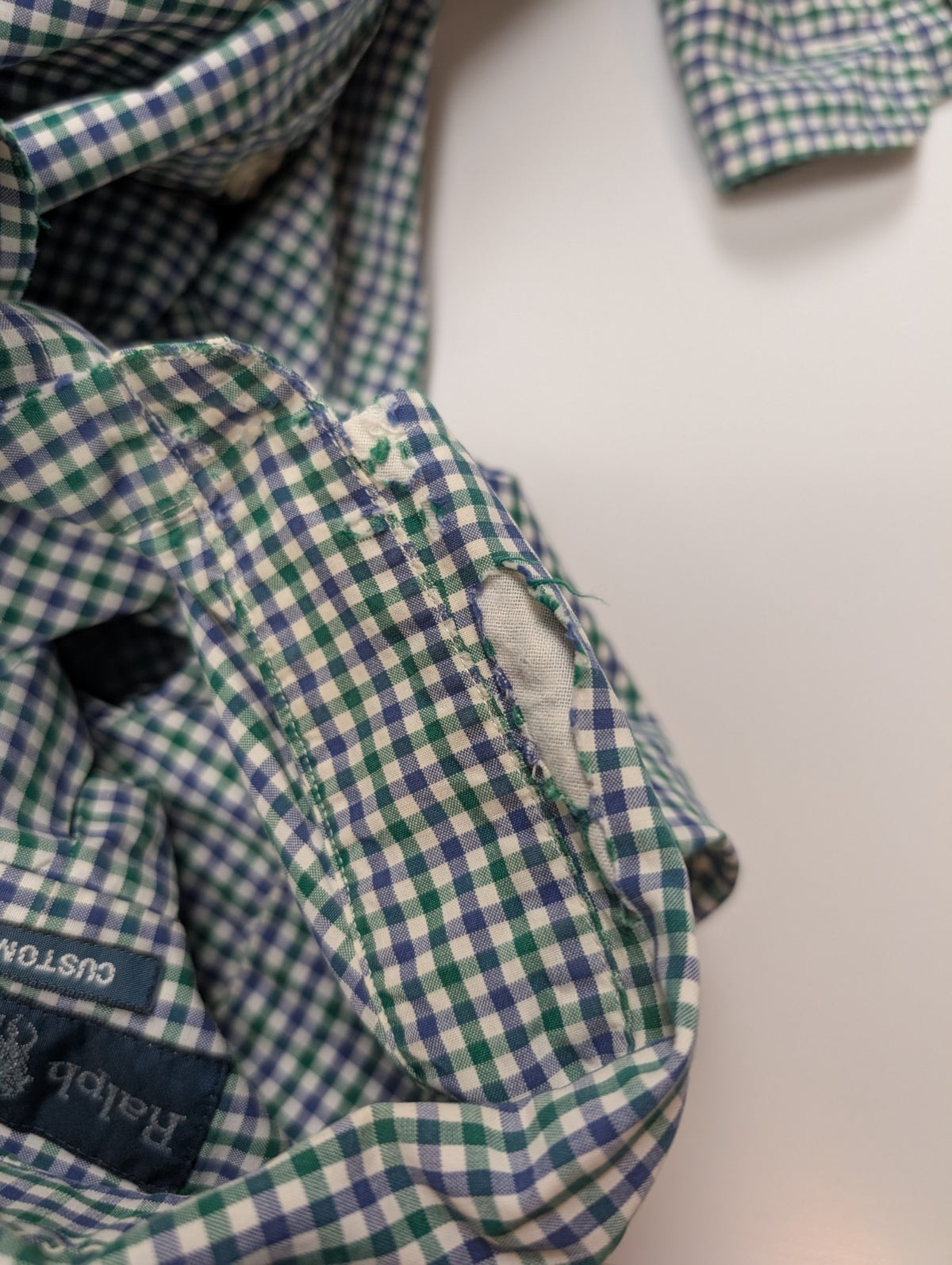 Chemise Polo Ralph Lauren Shirt L Custom Fit Carreaux Vert Bleu Button Down Logo