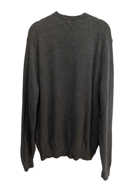 Pull Polo Ralph Lauren XL gris foncé col rond coton logo violet brodé