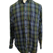 Chemise Flanelle L.L.Bean Homme L Vert Bleu Bûcheron Tartan |276S