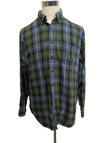 Chemise Flanelle L.L.Bean Homme L Vert Bleu Bûcheron Tartan |276S