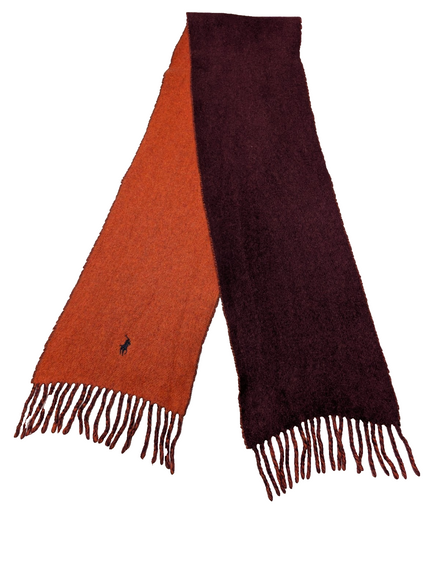 Écharpe Polo Ralph Lauren Réversible Laine d'agneau Bordeaux Orange Made Italy