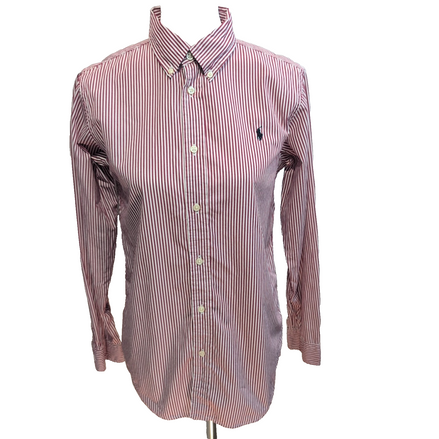 Chemise Ralph Lauren Femme T18 S Rayures Bordeaux Blanc Logo Marine