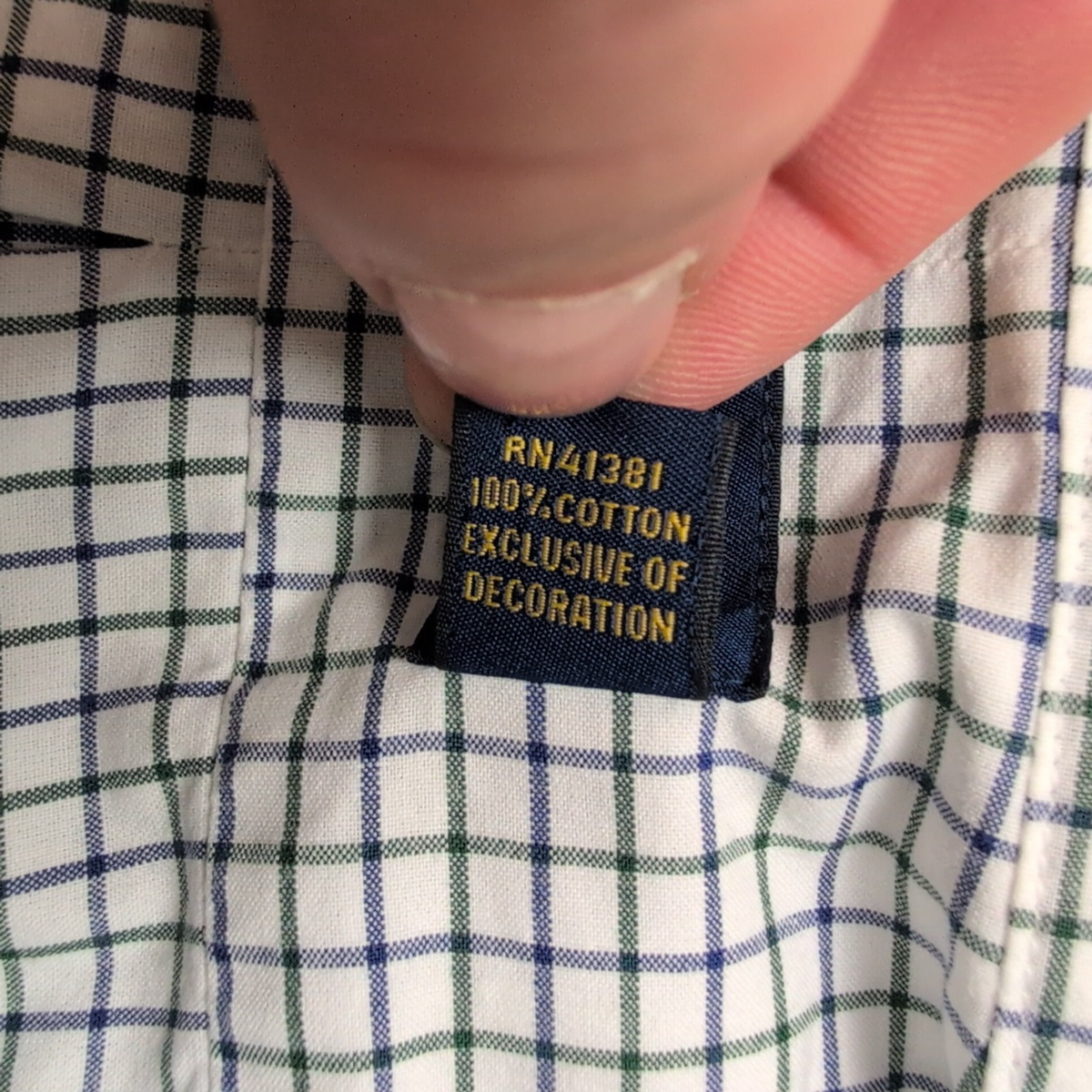 Chemise Ralph Lauren L Carreaux Bleu Vert Logo Bleu Marine Coton