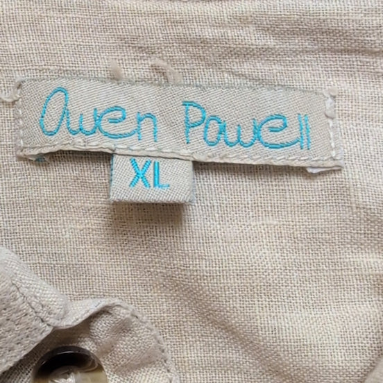 Chemise Owen Powell 100% Lin Crème Manches Courtes Taille XL